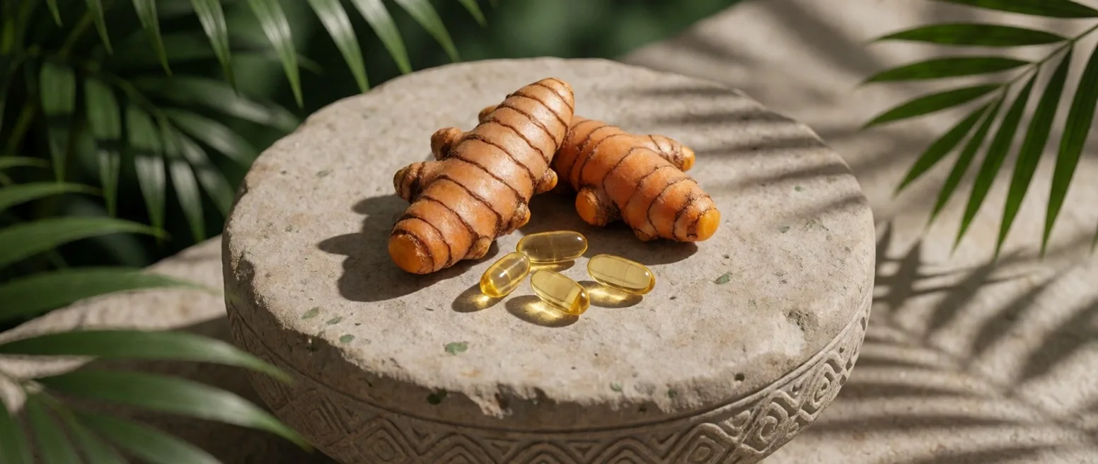 Tropical Indonesian botanicals arranged as specimens on stone